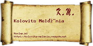 Kolovits Melánia névjegykártya